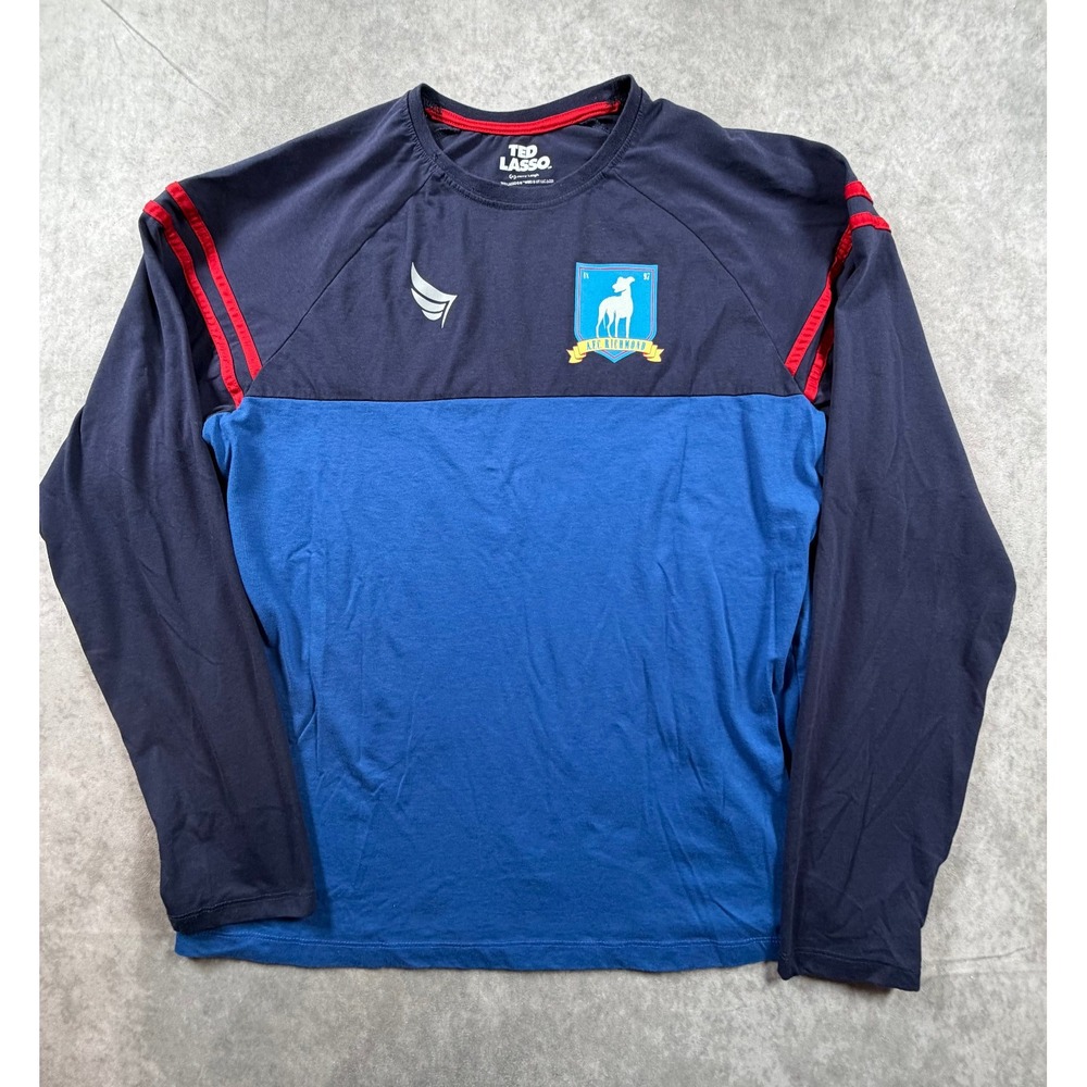 Ted Lasso AFC Richmond Mens Large T Shirt Blue Colorblock Long Sleeve Raglan